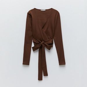 Zara Tied Ribbed Top